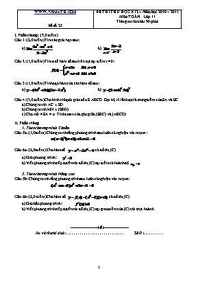 Đề thi thử học kỳ II môn Toán Lớp 11 - Năm học 2010-2011 - Đề số 23 (Có đáp án)